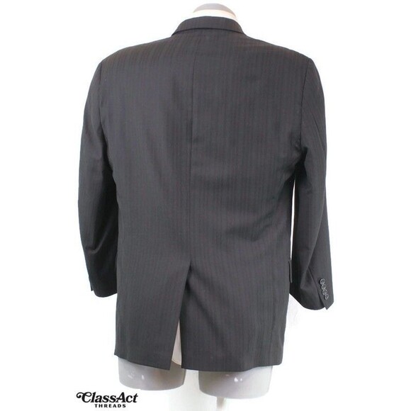 S Cohen 2 Piece Suit Mens Black Striped 3 Btn Wool Performance 43R Pleated 34 W - Picture 8 of 11